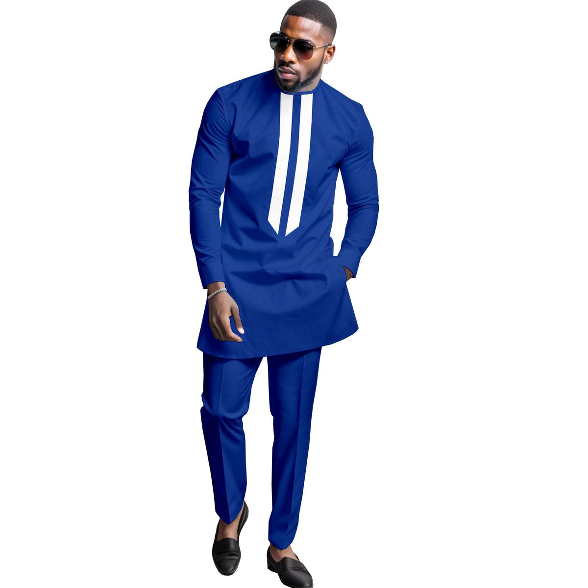 African Men's Formal Clothes Dashiki Shirt and Pant Two Piece Suit Traditional Long Sleeve Outfits