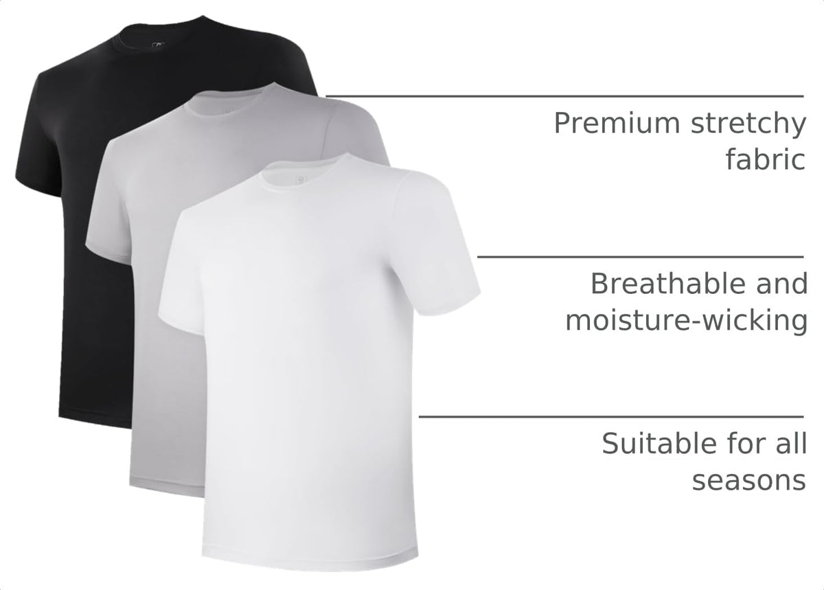 BAMBOO COOL Mens Undershirts Pack, Soft T Shirts for Men, Moisture Wicking