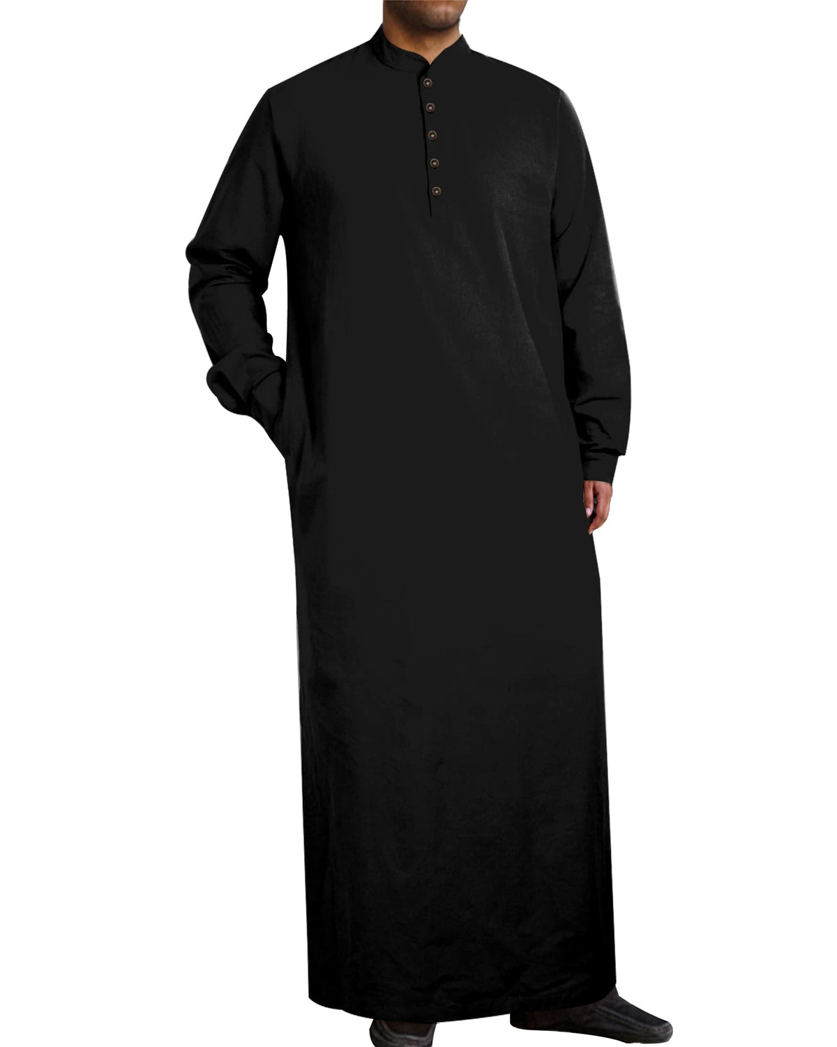 YAOHUOLE Muslim Thobe for Men Button down Mens Caftans Big and Tall Mens Arab Thobe with Pocket