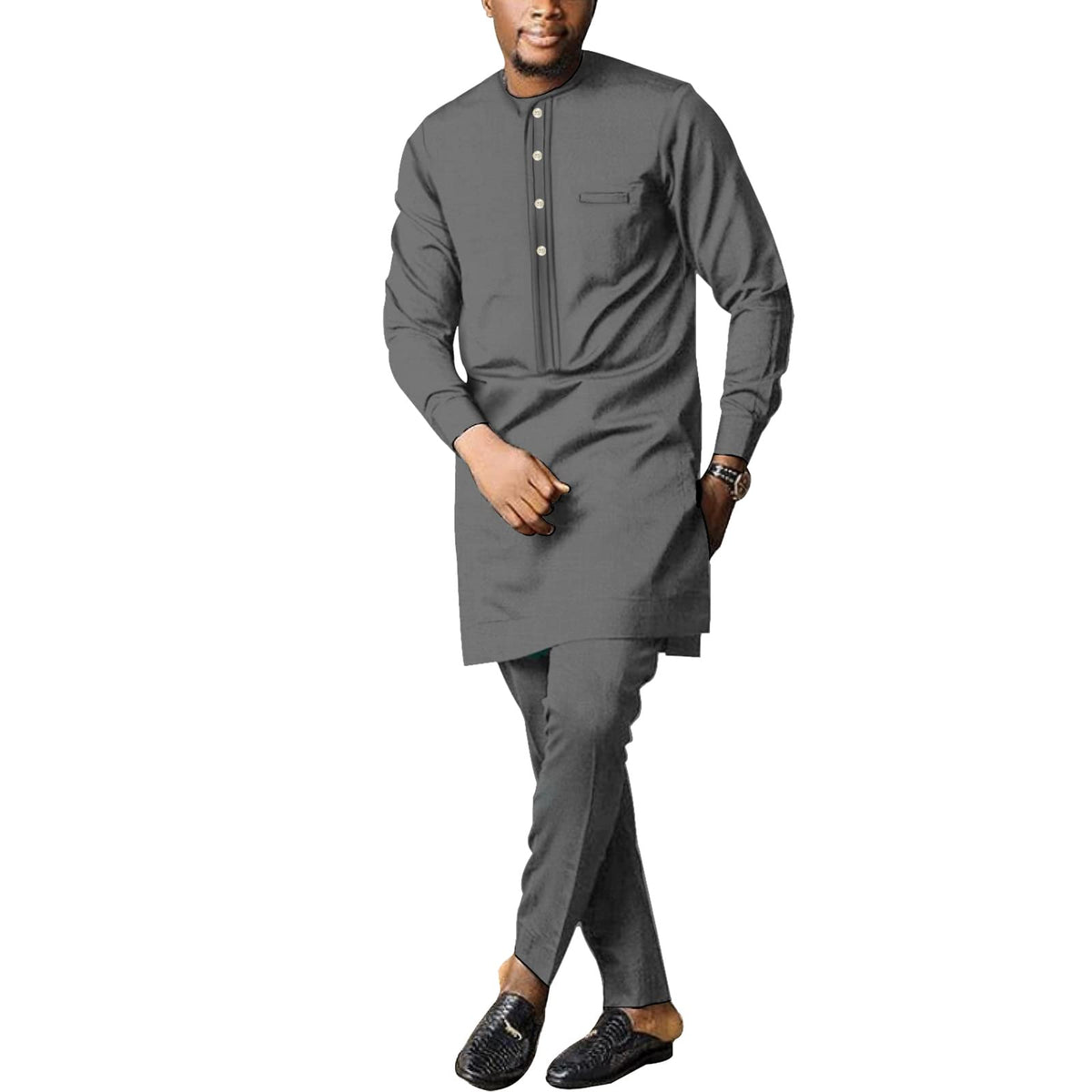 SEA&ALP Men Formal African 2-Piece Dashiki Suit, Long Sleeve Attire