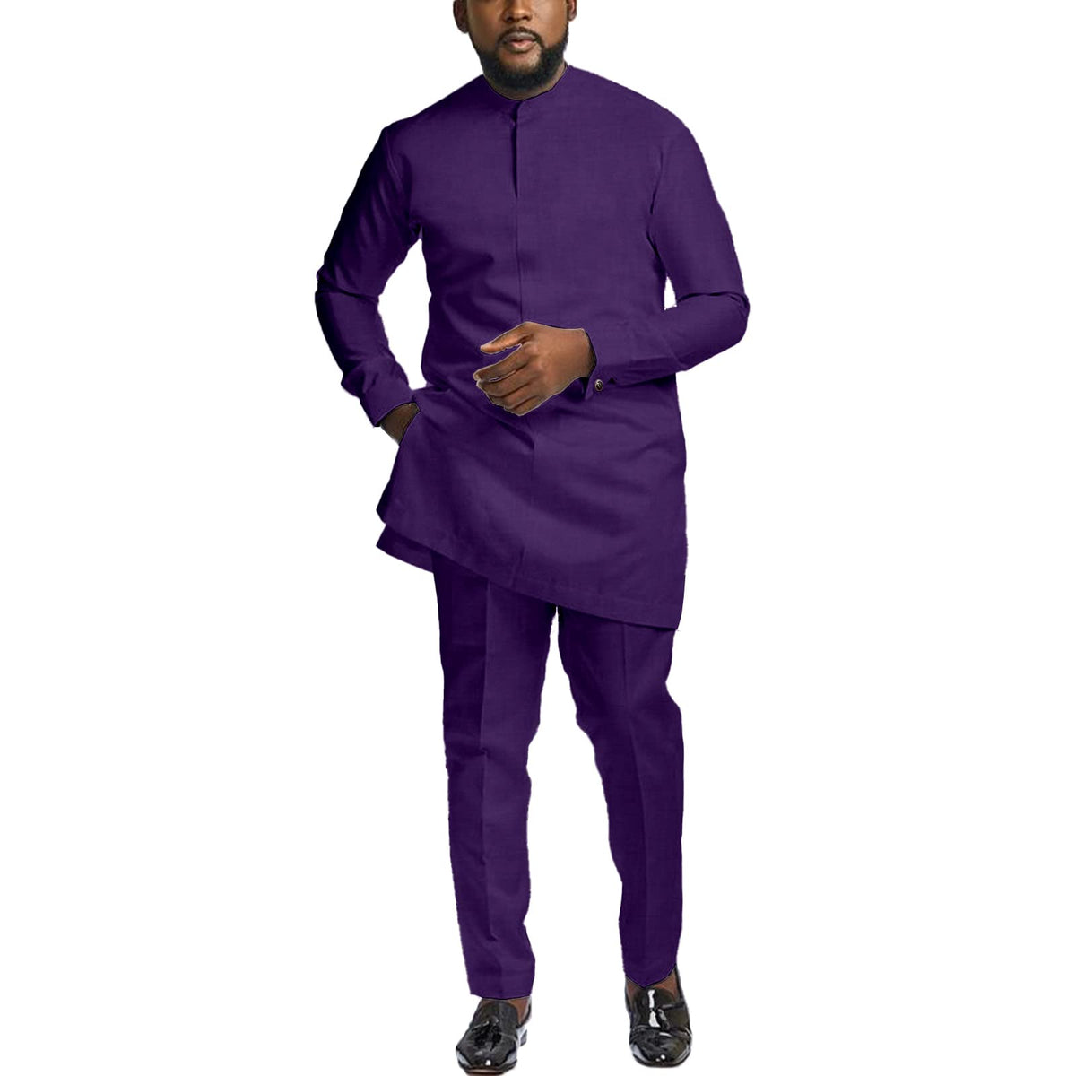 Men African Senator Suit, Dashiki Outfit Wedding Attire Clothes