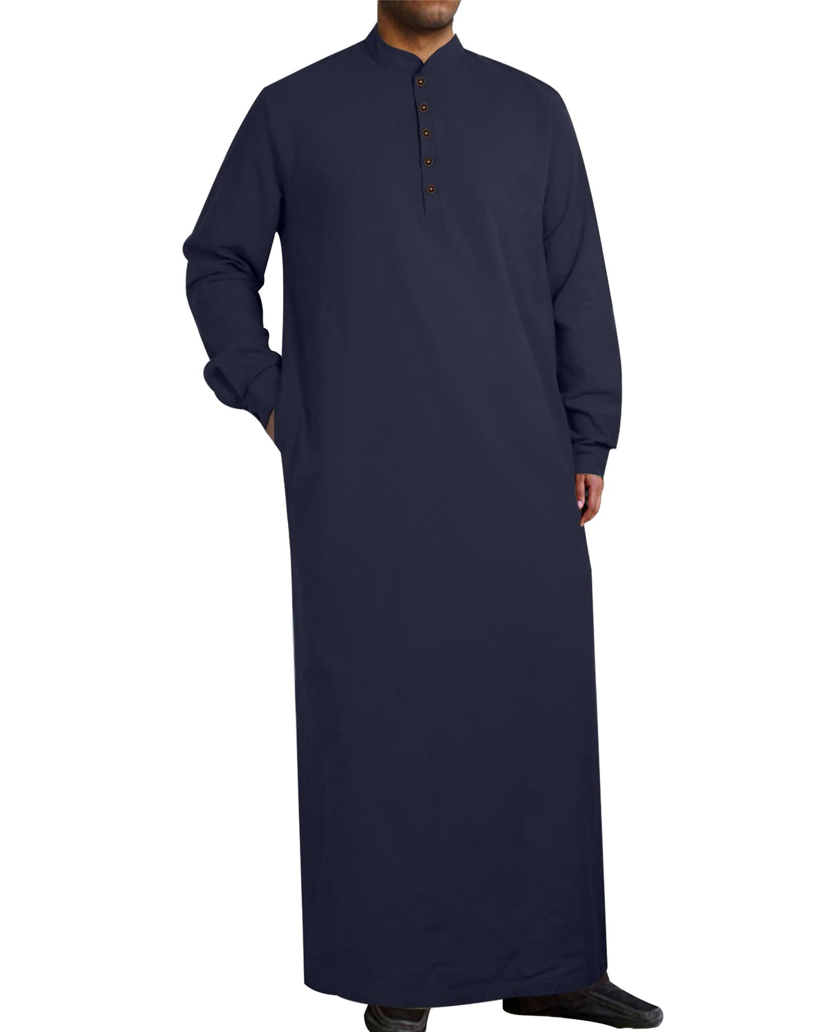 YAOHUOLE Muslim Thobe for Men Button down Mens Caftans Big and Tall Mens Arab Thobe with Pocket