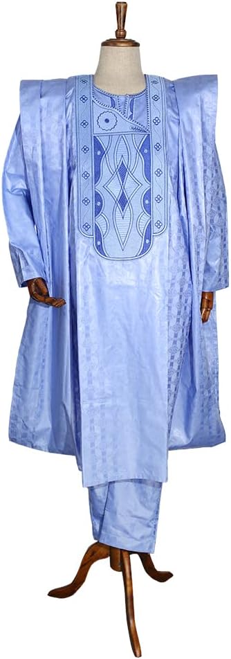 HD Traditional African Clothing for Men Nigerian Man's Agbada Embroidery Bazin Boubou Outfit
