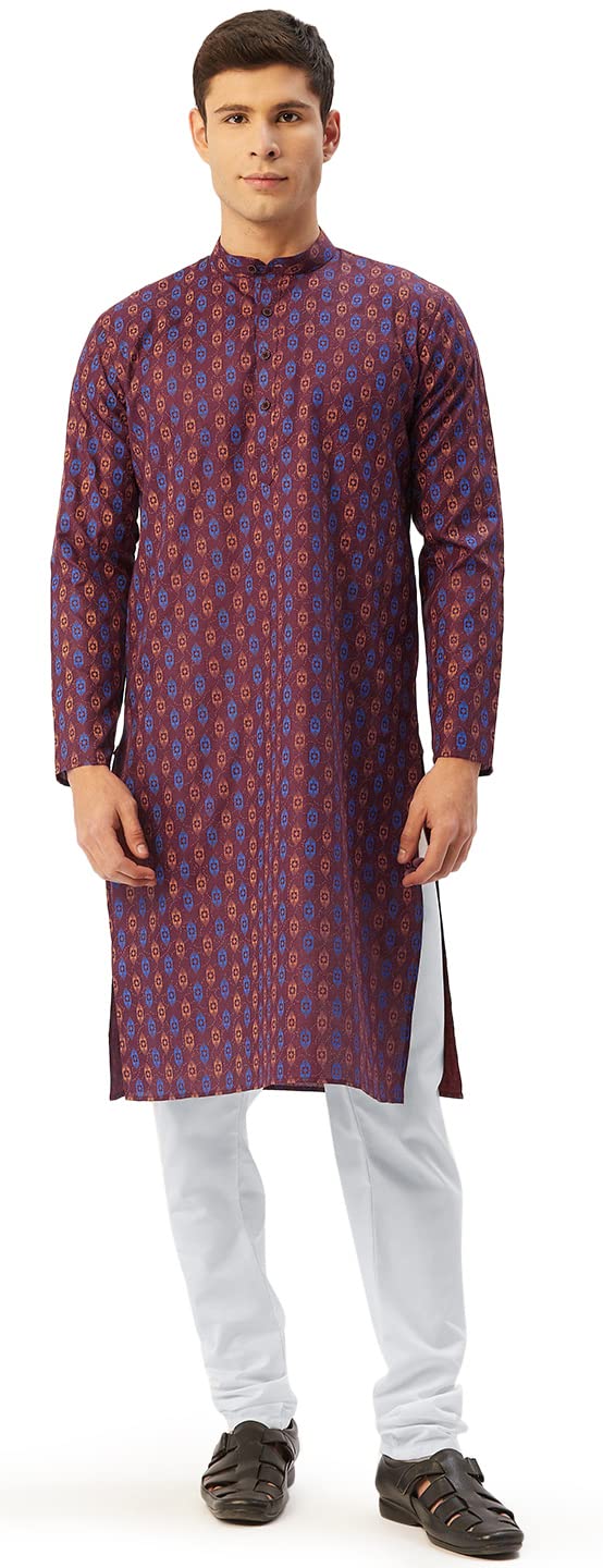 Maple Clothing Kurta Pajama Printed Cotton Indian Apparel for Men Bollywood Outfit