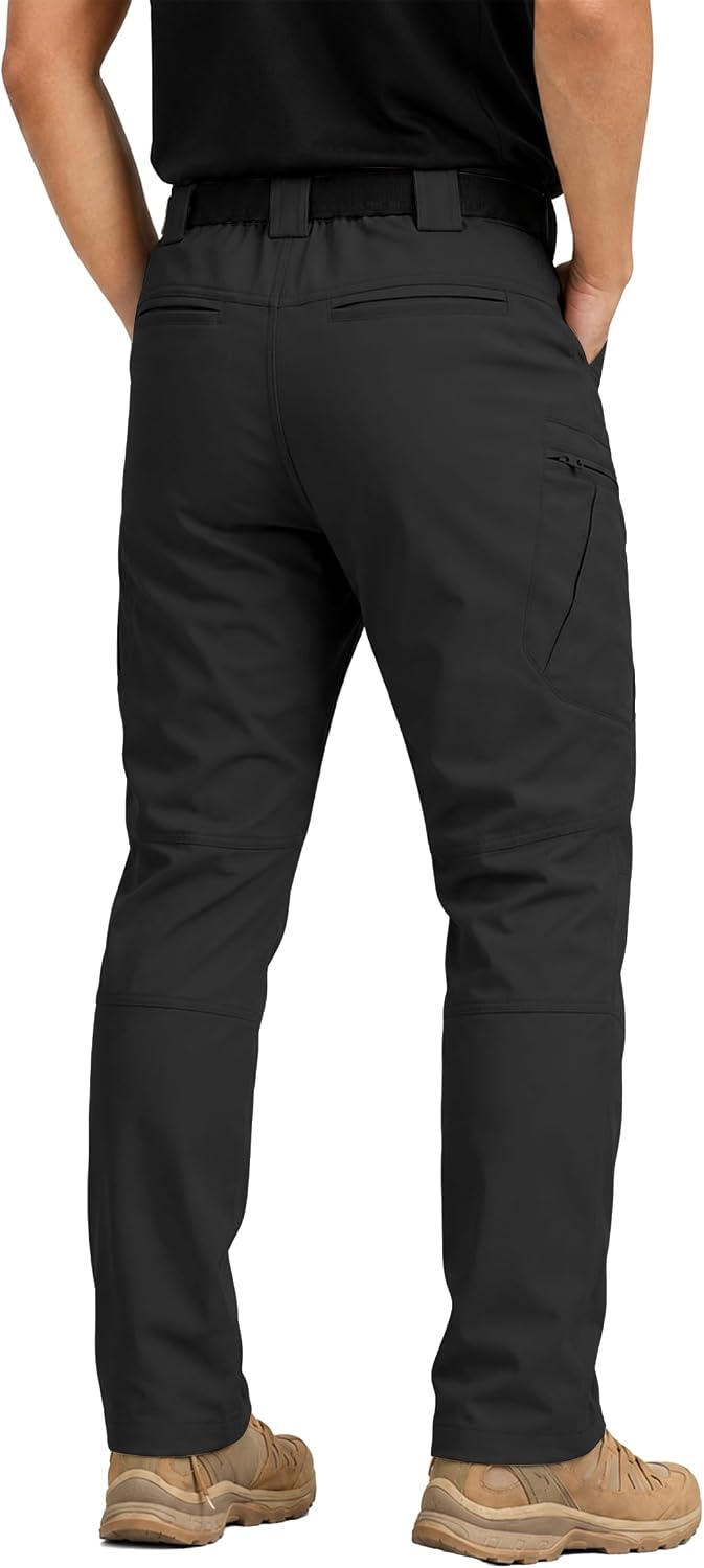 Men's Stretch Tactical Pants Lightweight Hiking Cargo Pants Water Resistant Multi Pocket Casual Outdoor Work Pants (No Belt)