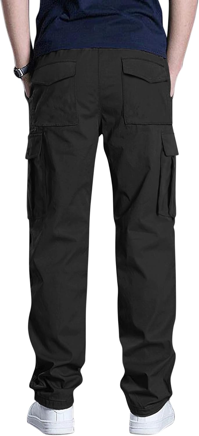 Men's Cargo Pants Stretch Sweatpants Elastic Drawstring Casual Pants