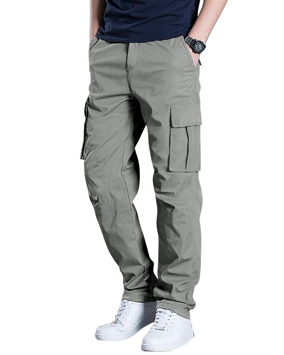 Men's Cargo Pants Stretch Sweatpants Elastic Drawstring Casual Pants
