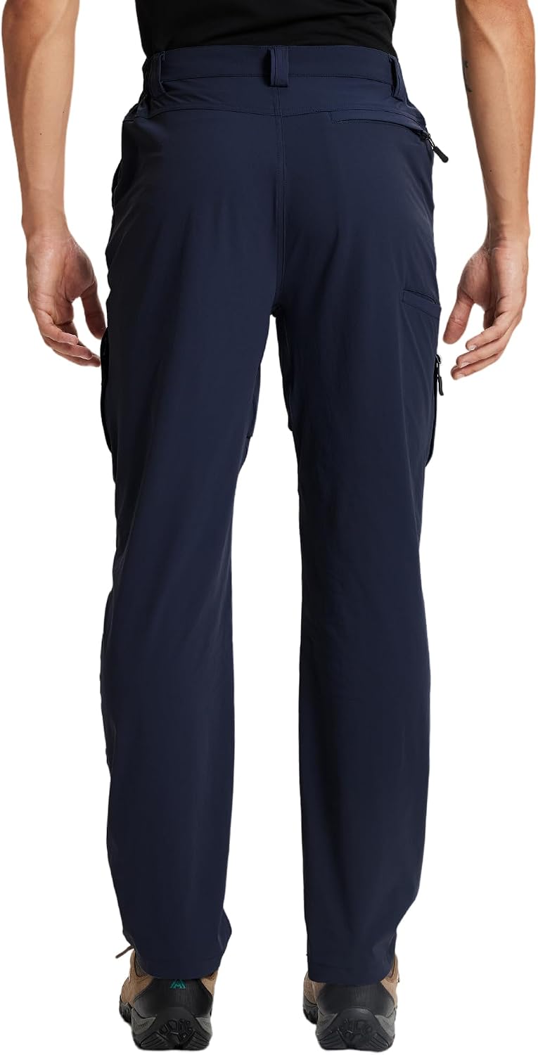 Mens Hiking Cargo Work Nylon Pants - Water & Wear Resistant Breathable Lightweight Stretch Quick Dry - EDC with 6 Pocket