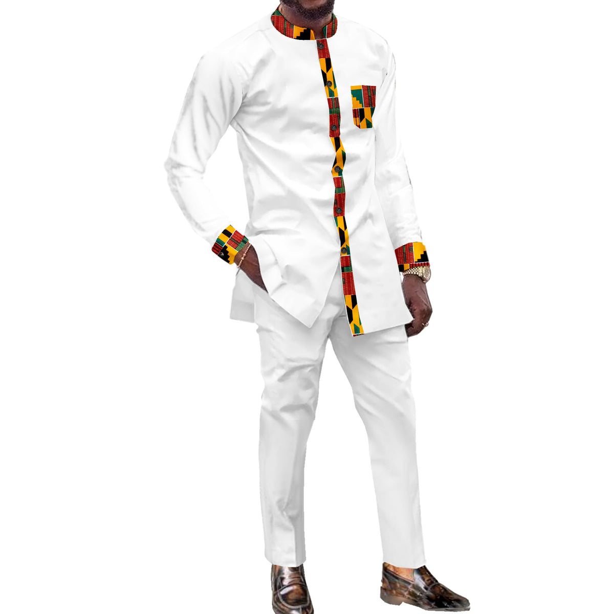 African Dashiki Suit for Men Traditional 2 Piece Clothing