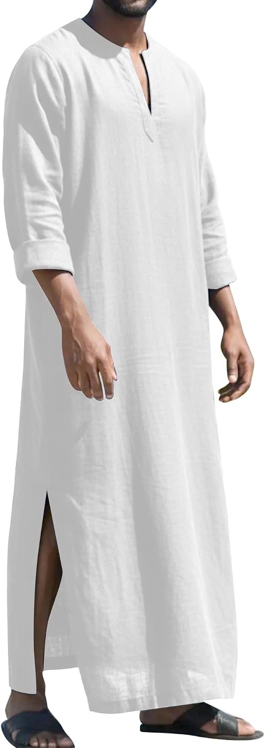 LVCBL Islamic Thobe for Men Muslim Kaftan Thobe Caftans for Men