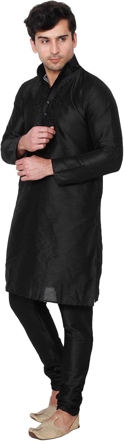 Maple Clothing Men's Art Silk Indian Kurta Set Wedding Wear Clothing