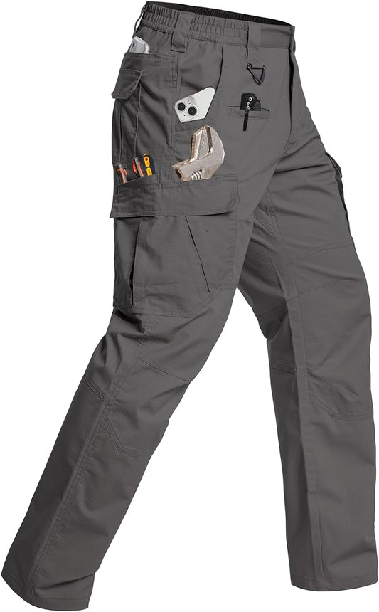 CARWORNIC Men's Stretch Cargo Work Pants Flex Ripstop Water Resistant Utility Tactical Hiking Pants with 12 Pockets