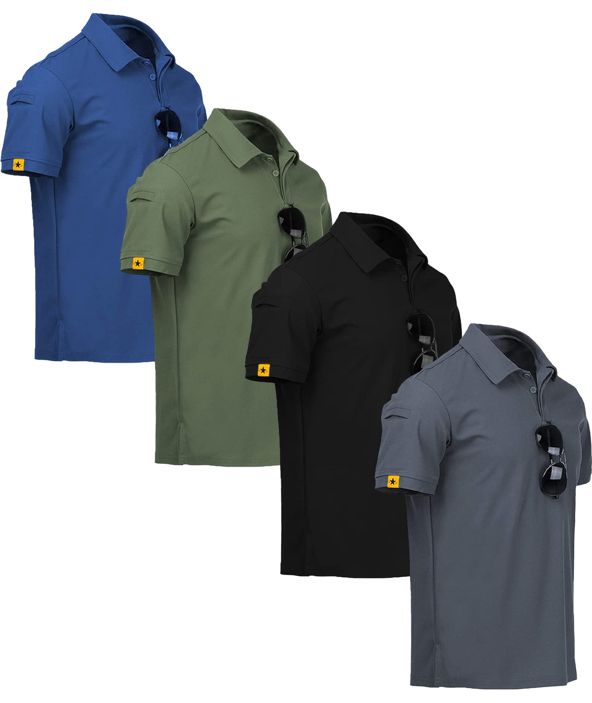 V VALANCH 3/4 Pack Polo Shirts for Men Short Sleeve Golf Tennis Work