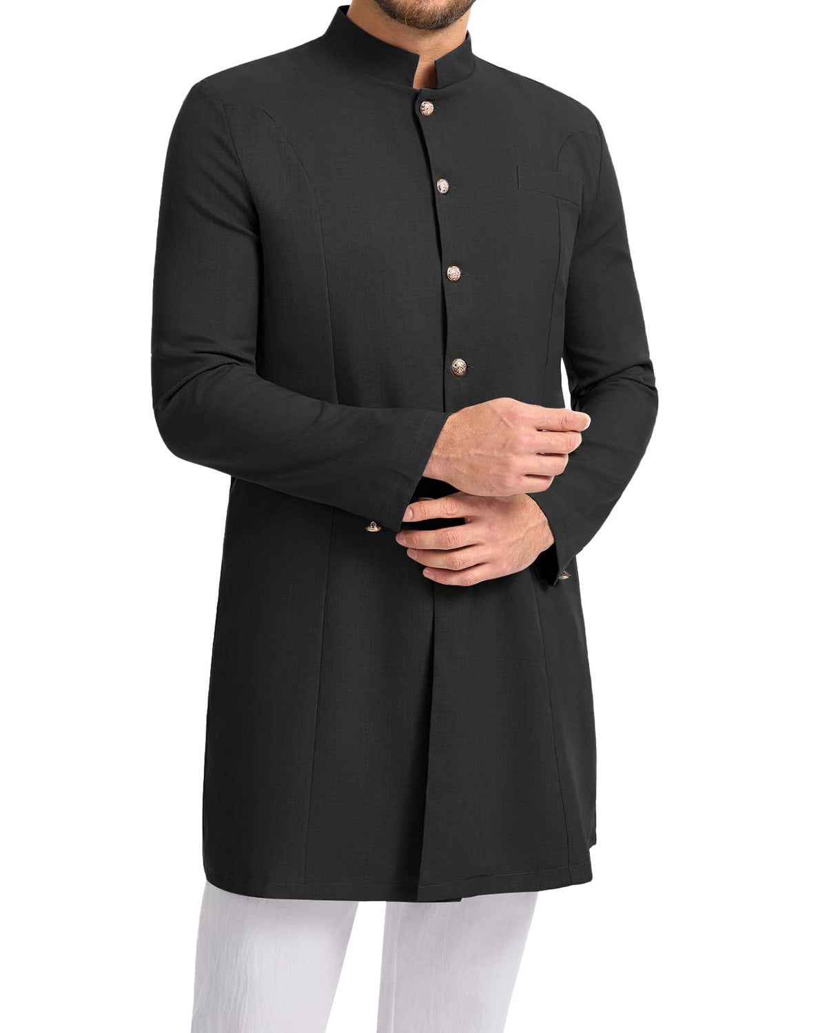 YAOHUOLE Mens Kurta Coats Indian Ethnic Royal Suits Jubba Thobe for Men