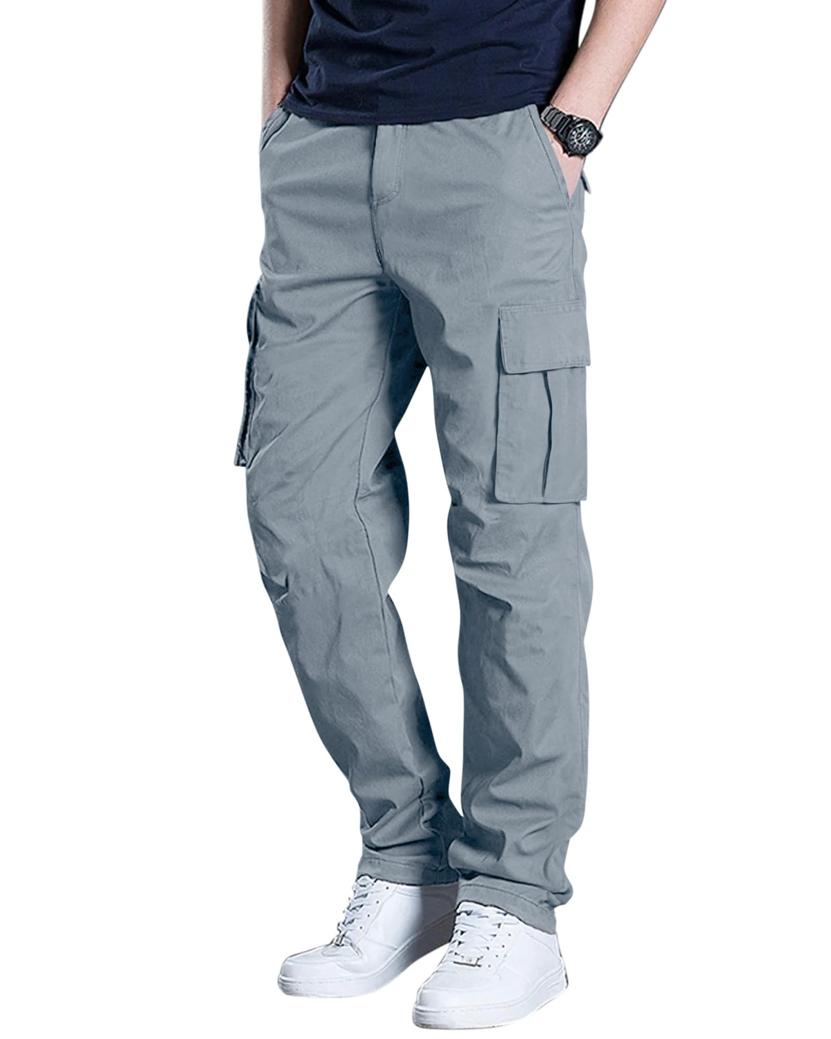 Men's Cargo Pants Stretch Sweatpants Elastic Drawstring Casual Pants