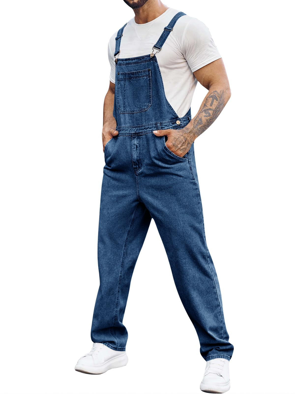 Runcati Men's Denim Bib Overall Jean Romper