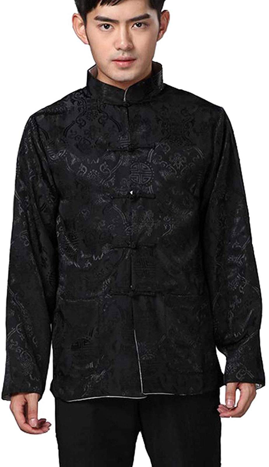 Chinese Traditional Tai Chi Uniform Long Sleeve Top Kungfu Shirt Tang Suit for Men