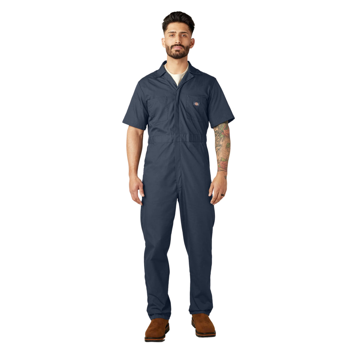 Dickies Men's Short Sleeve Coverall – Zipper Front Work Jumpsuit for Mechanics, Industrial Overall Uniform