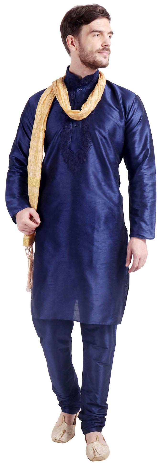 Maple Clothing Men's Art Silk Indian Kurta Set Wedding Wear Clothing