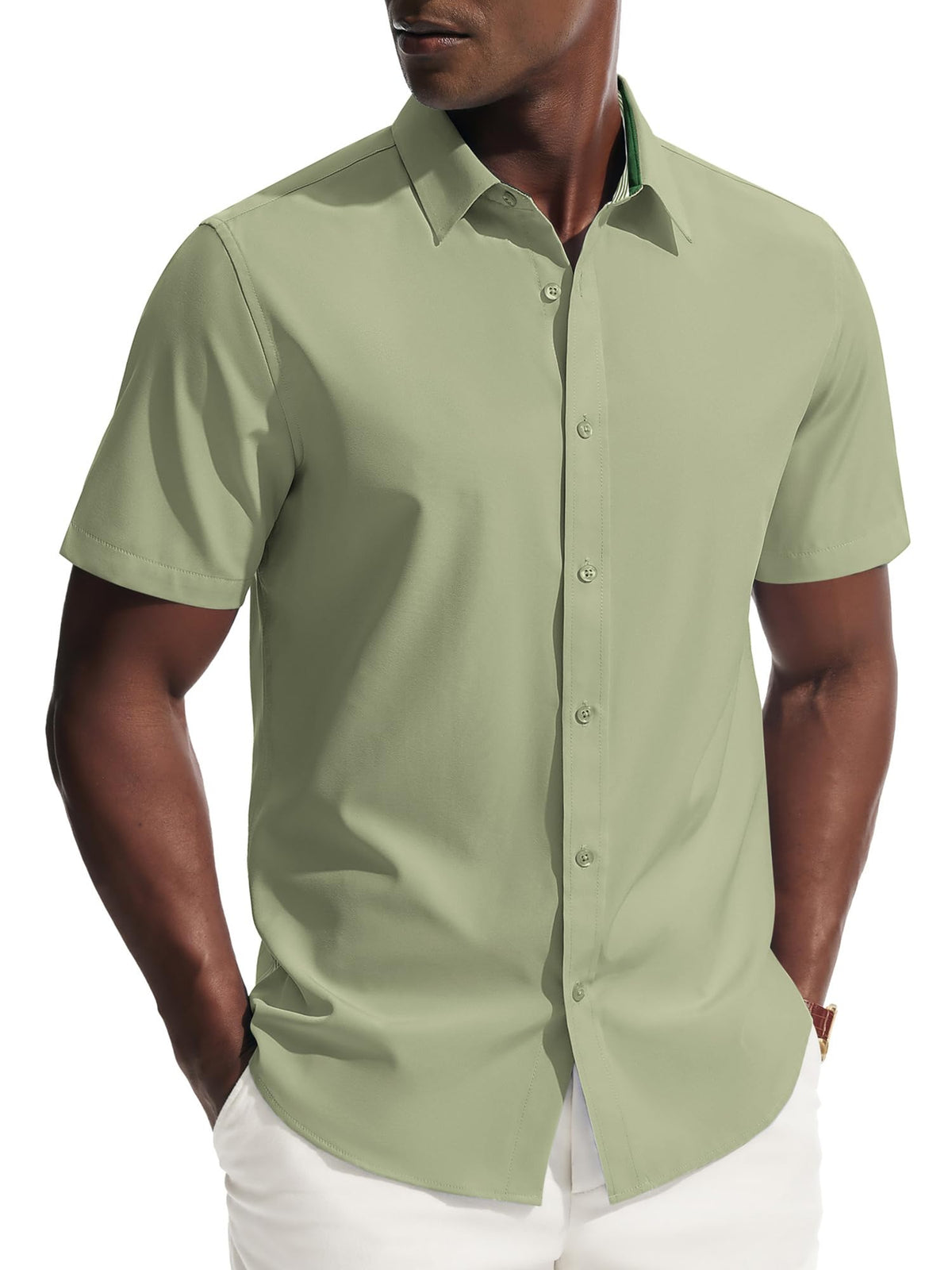 PJ PAUL JONES Mens Short Sleeve Dress Shirts Wrinkle Free Button Down Shirt