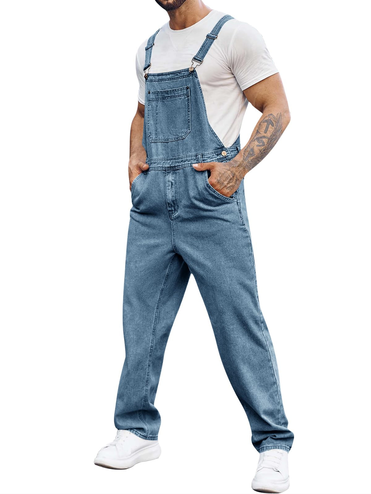 Runcati Men's Denim Bib Overall Jean Romper