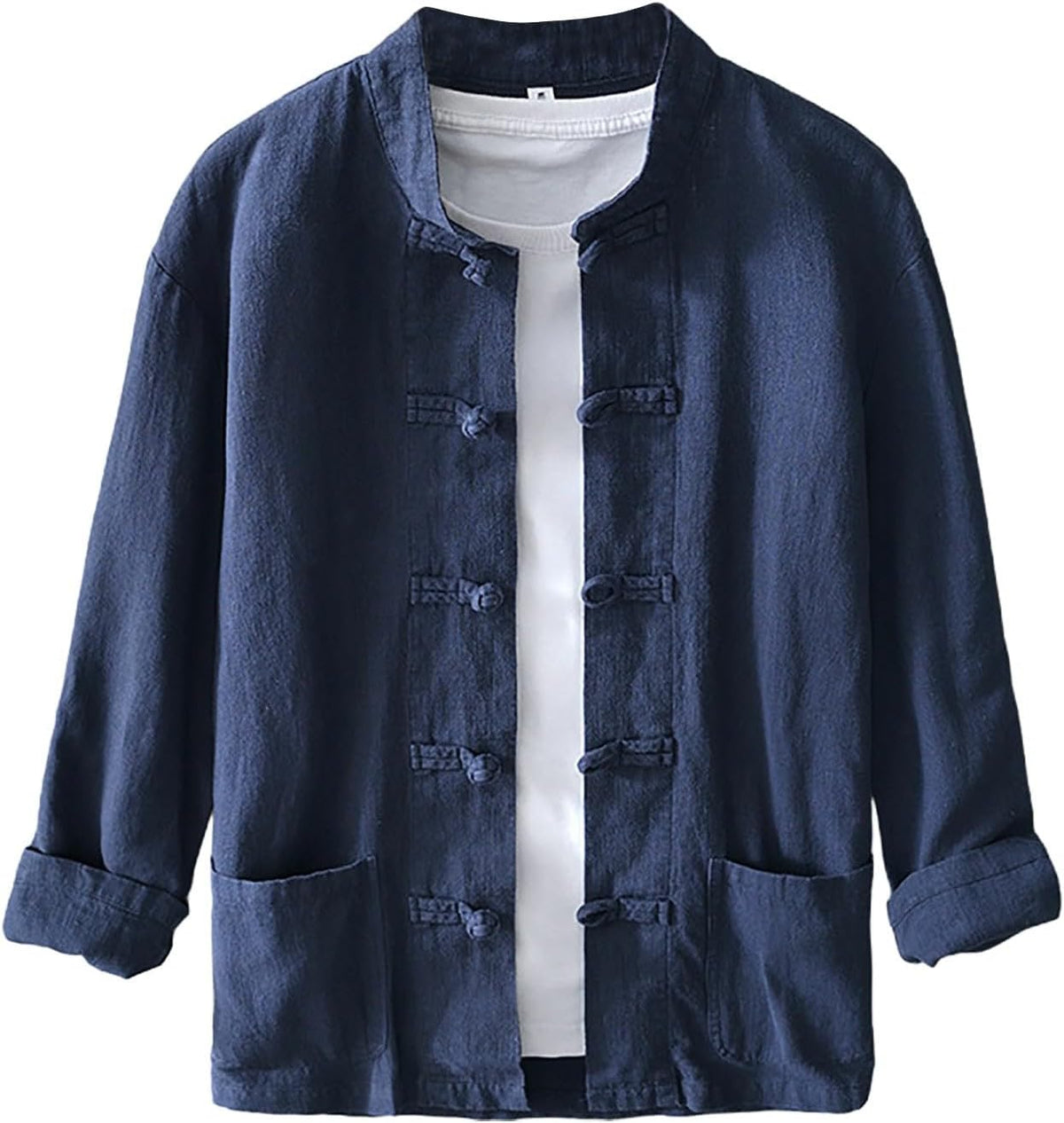 Men's Shirt Tang Suit Shirt Long Sleeve Traditional Kung Fu Uniform Chinese Frog Buttons Lightweight Jacket Summer