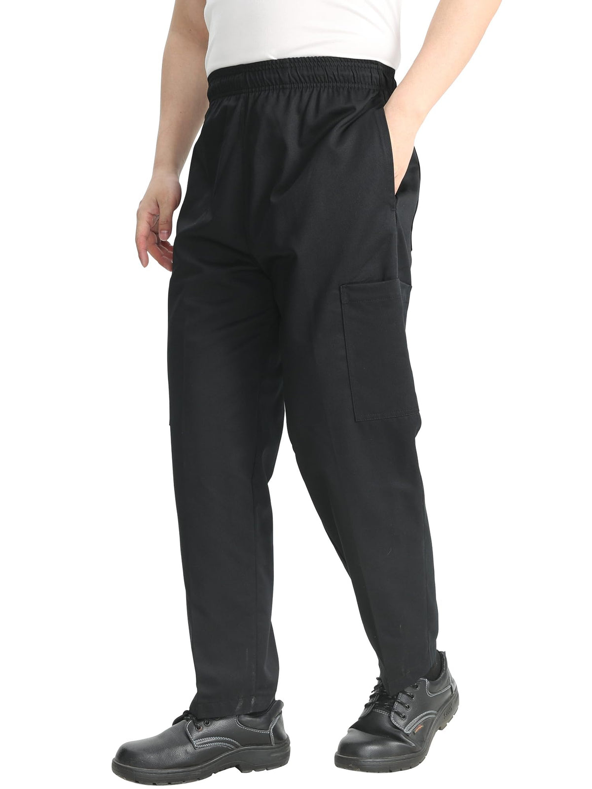 KITCHIEF Men's Baggy Chef Pants Black Cargo Pants for Men Chef Server Work Pants for Kitchen & Restaurant - Drawstring Waist