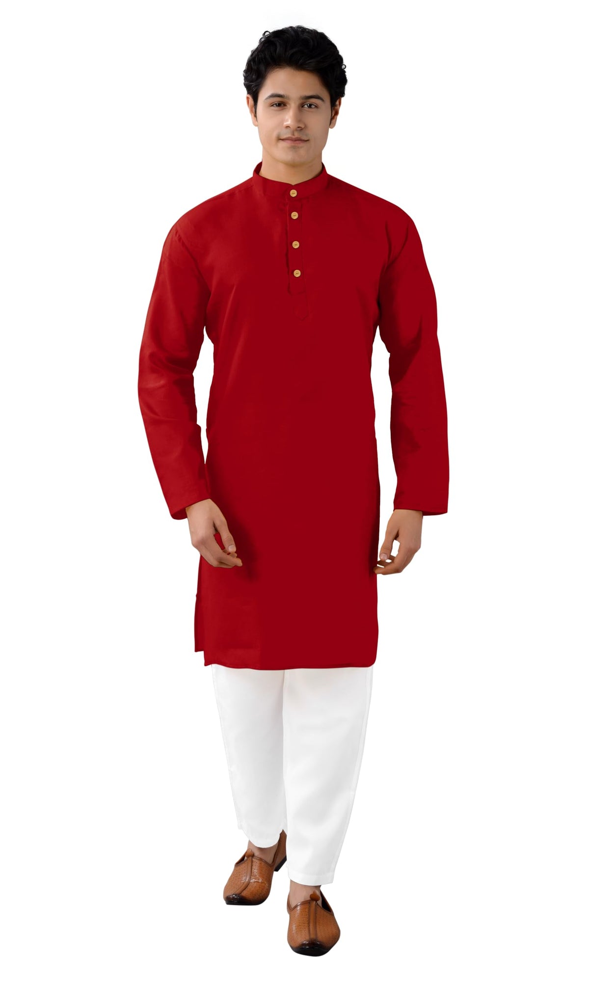 Chandrakala Men's Tunic Cotton Kurta Pajama Set Indian Casual Yoga Dress (MK101)