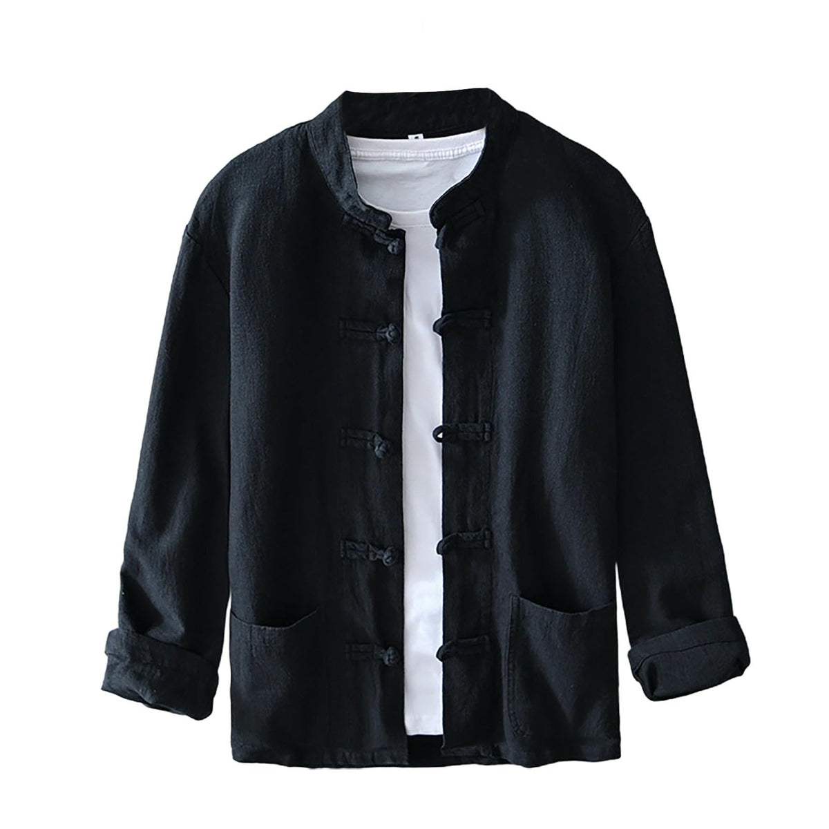 Men's Shirt Tang Suit Shirt Long Sleeve Traditional Kung Fu Uniform Chinese Frog Buttons Lightweight Jacket Summer