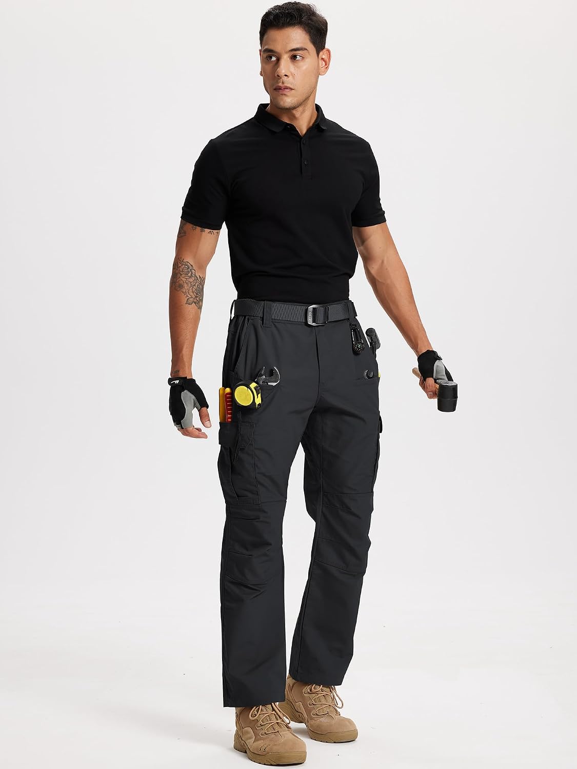 Tactical Work Cargo Hiking Mens Pants-Ripstop Breathable Lightweight Water Resistant-EDC with 8 Pocket