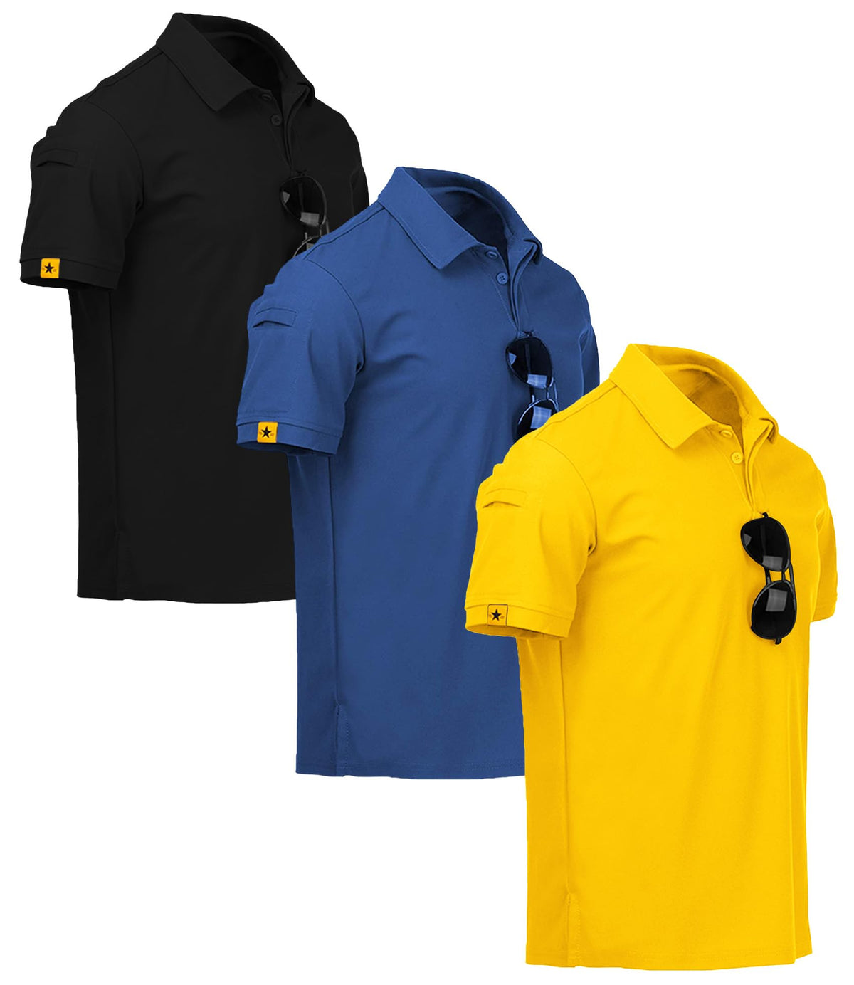 V VALANCH 3/4 Pack Polo Shirts for Men Short Sleeve Golf Tennis Work
