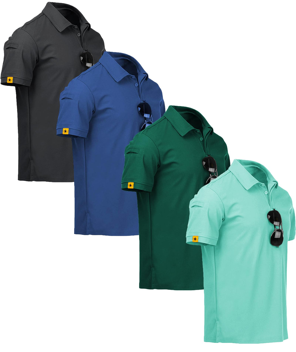 V VALANCH 3/4 Pack Polo Shirts for Men Short Sleeve Golf Tennis Work