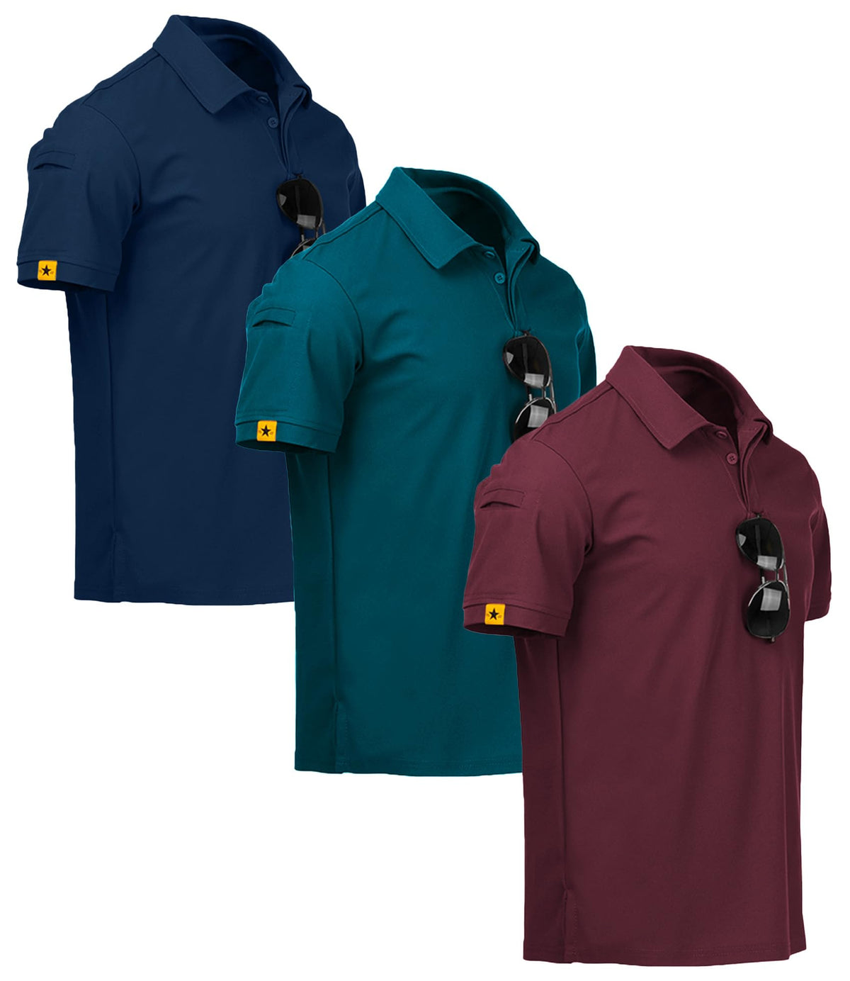 V VALANCH 3/4 Pack Polo Shirts for Men Short Sleeve Golf Tennis Work