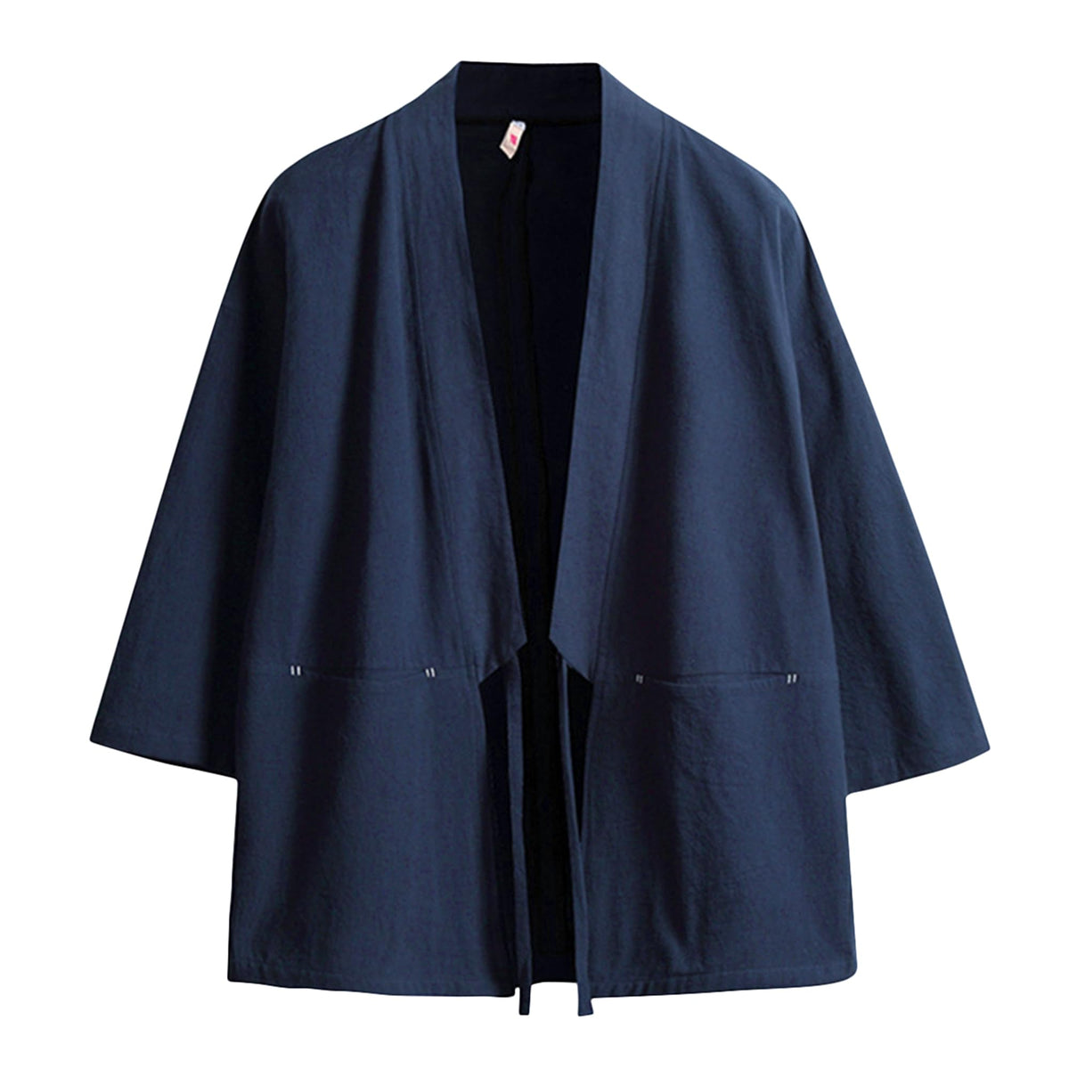 Haseil Men's Kimono Cardigan Japanese Jackets Casual Cotton 3/4 Sleeve Shirt Open Front Coat Lightweight Linen Outwear