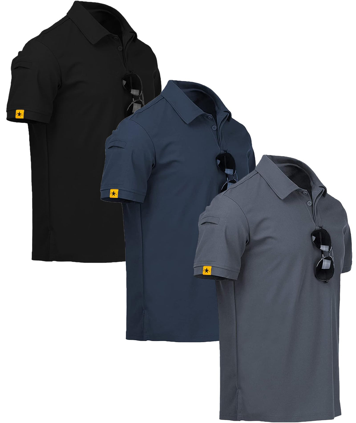 V VALANCH 3/4 Pack Polo Shirts for Men Short Sleeve Golf Tennis Work