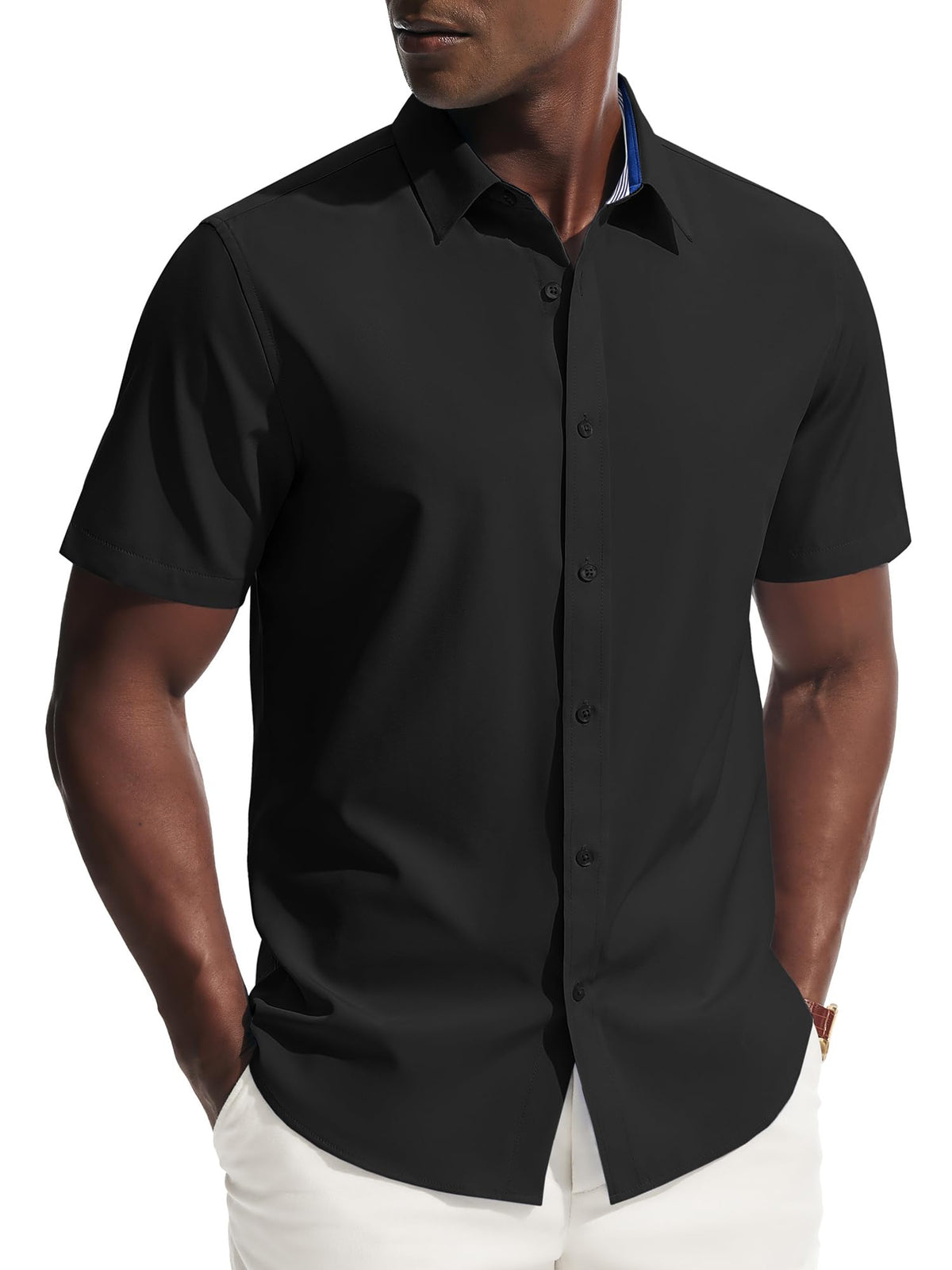 PJ PAUL JONES Mens Short Sleeve Dress Shirts Wrinkle Free Button Down Shirt