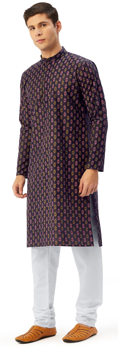 Maple Clothing Kurta Pajama Printed Cotton Indian Apparel for Men Bollywood Outfit
