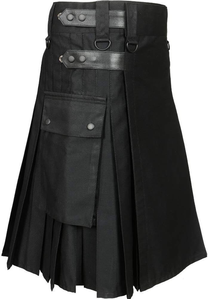 Scottish Designer Men 's Black Utility Kilt
