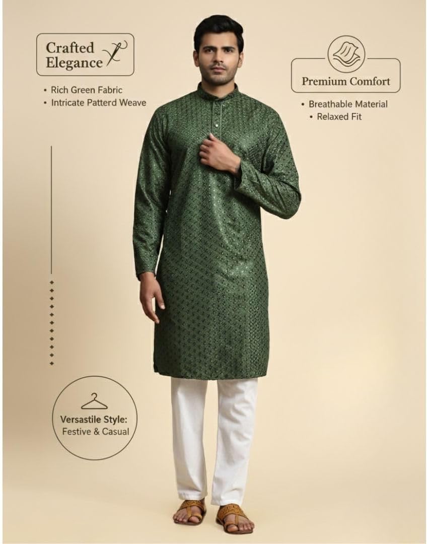 Pro-Ethic Style Developer Mens Indian Traditional Cotton Kurta Sets, Men Kurta Set Indian Wedding Dress (A-117)