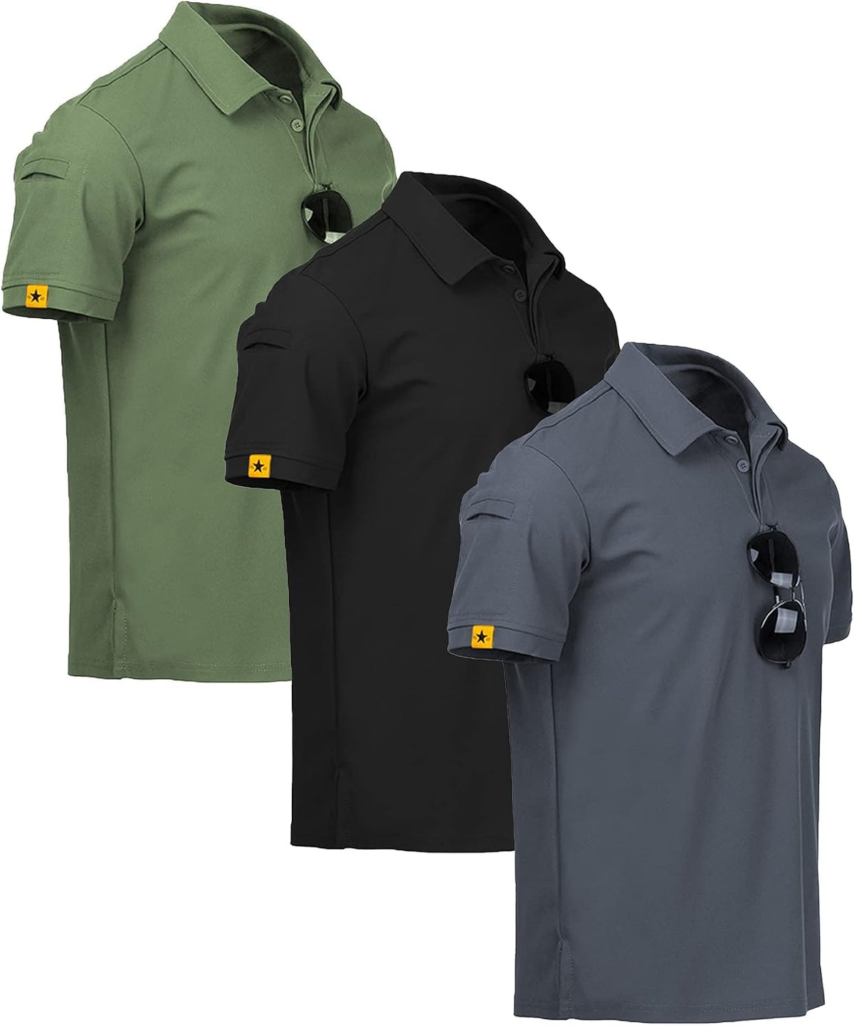 V VALANCH 3/4 Pack Polo Shirts for Men Short Sleeve Golf Tennis Work