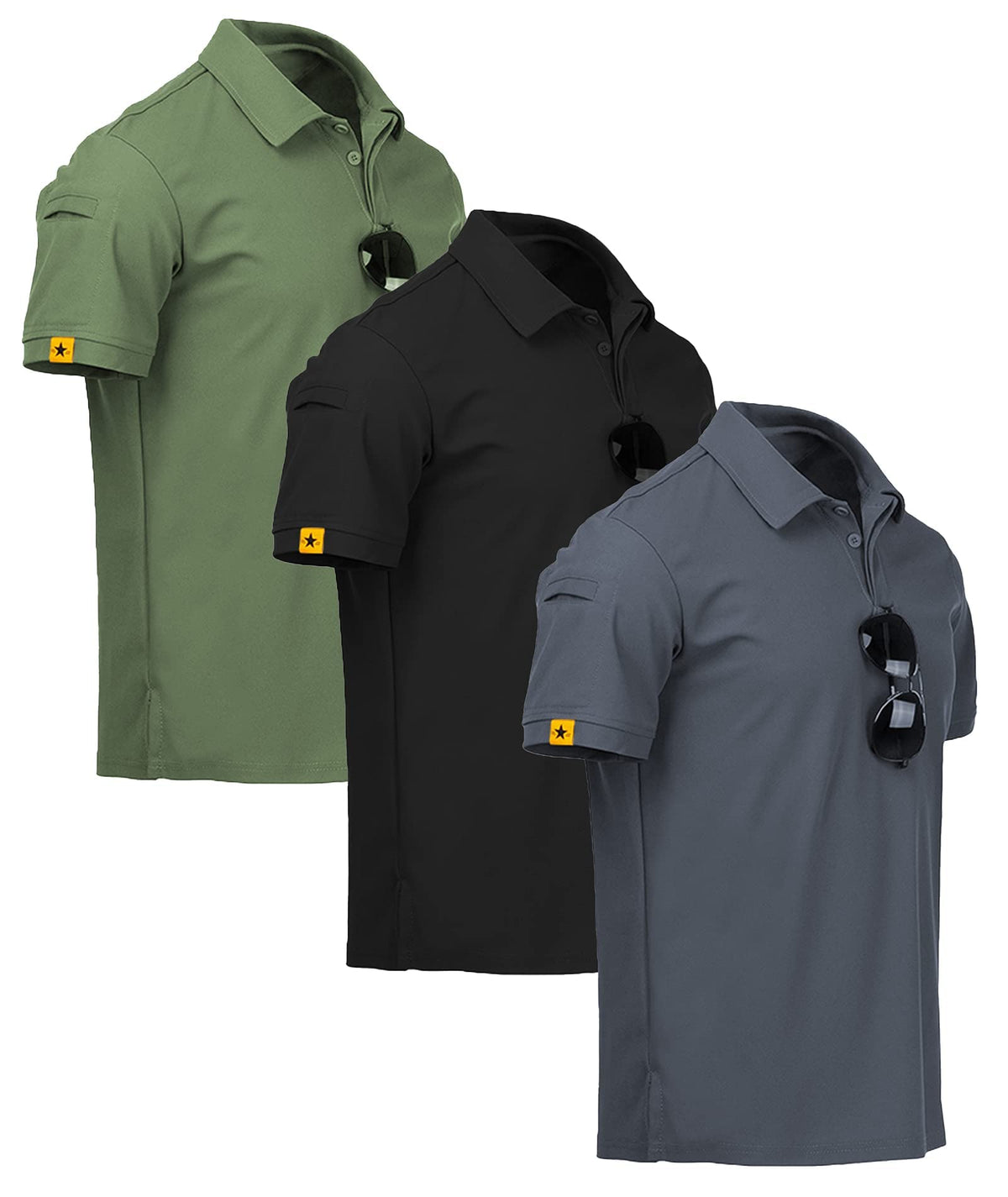 V VALANCH 3/4 Pack Polo Shirts for Men Short Sleeve Golf Tennis Work