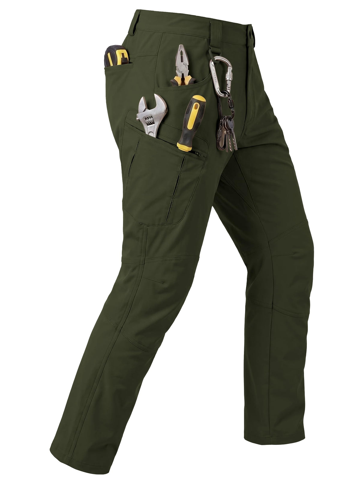 Men's Stretch Tactical Pants Lightweight Hiking Cargo Pants Water Resistant Multi Pocket Casual Outdoor Work Pants (No Belt)