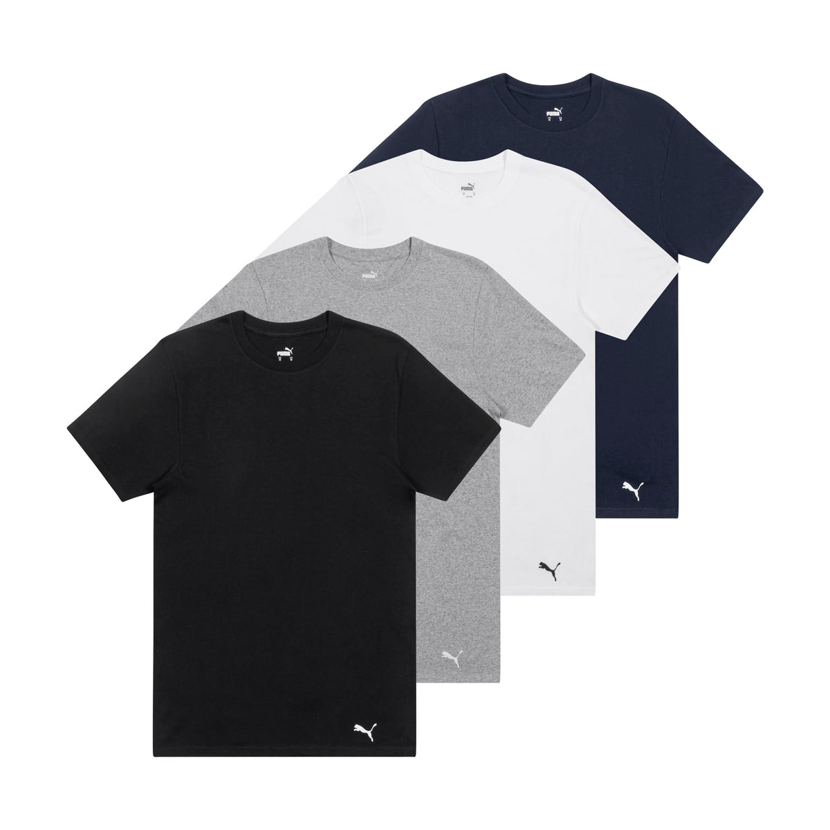 Puma Men's 4 Pack Cotton Crewneck Short Sleeve T-Shirt
