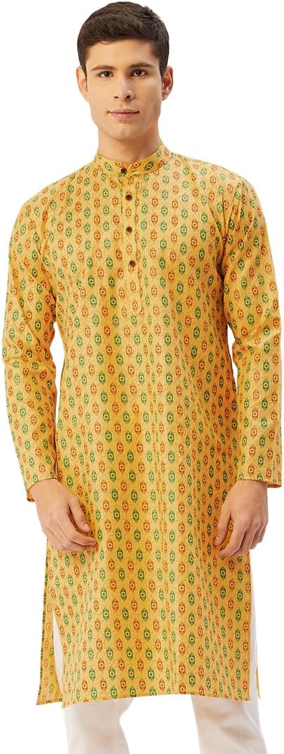 Maple Clothing Kurta Pajama Printed Cotton Indian Apparel for Men Bollywood Outfit