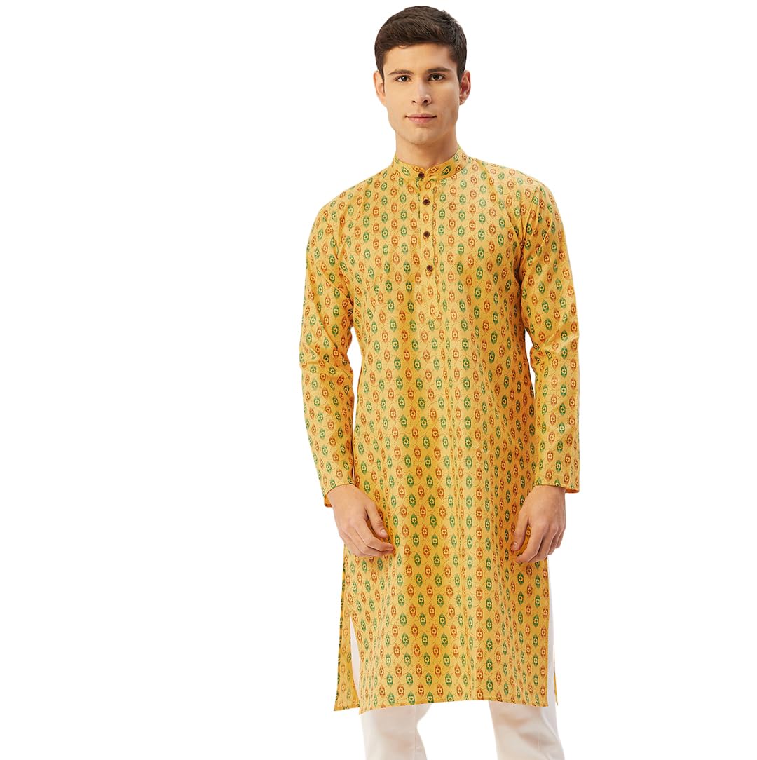 Maple Clothing Kurta Pajama Printed Cotton Indian Apparel for Men Bollywood Outfit
