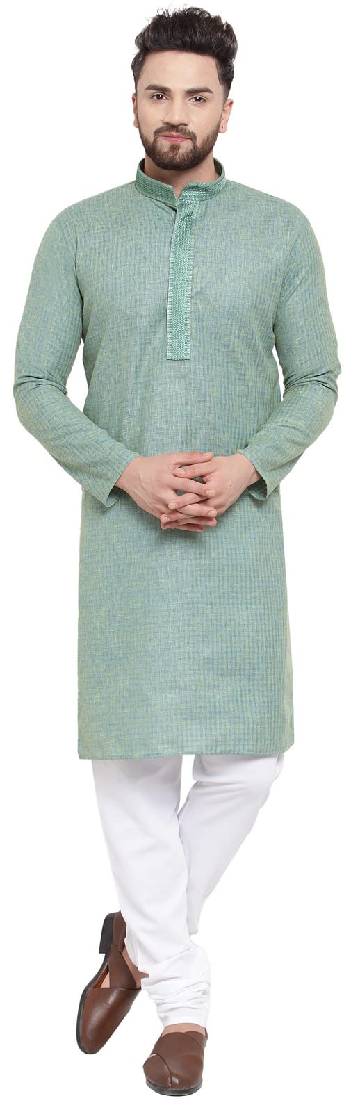 Maple Clothing Kurta Pajama Printed Cotton Indian Apparel for Men Bollywood Outfit
