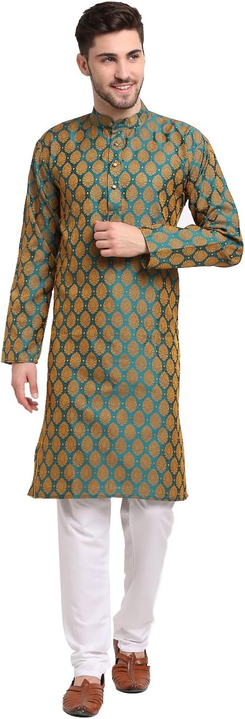 Maple Clothing Poly Silk Kurta Pajama for Men Indian Wedding Party Outfit Guest Wear