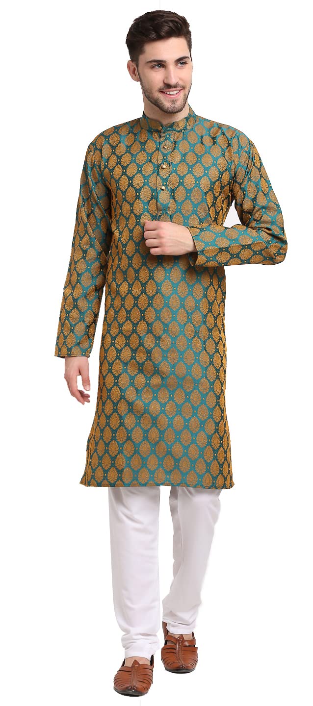 Maple Clothing Poly Silk Kurta Pajama for Men Indian Wedding Party Outfit Guest Wear