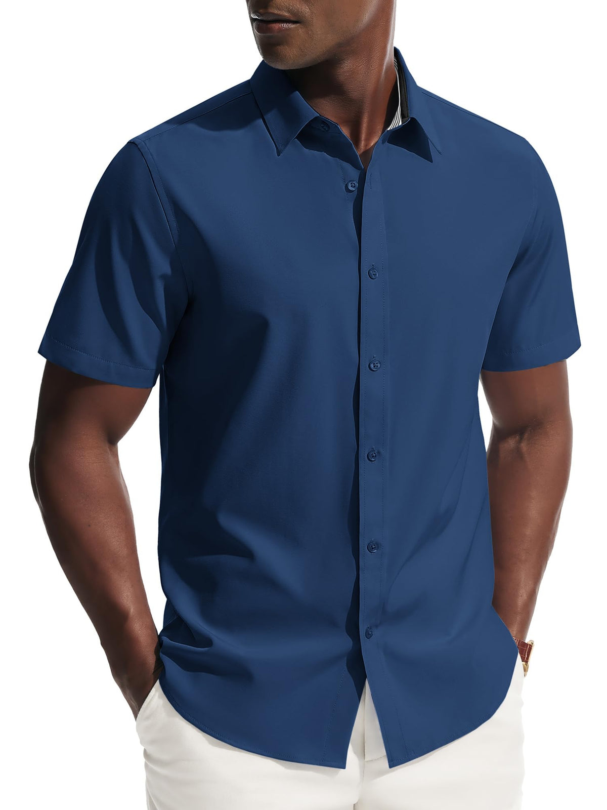 PJ PAUL JONES Mens Short Sleeve Dress Shirts Wrinkle Free Button Down Shirt