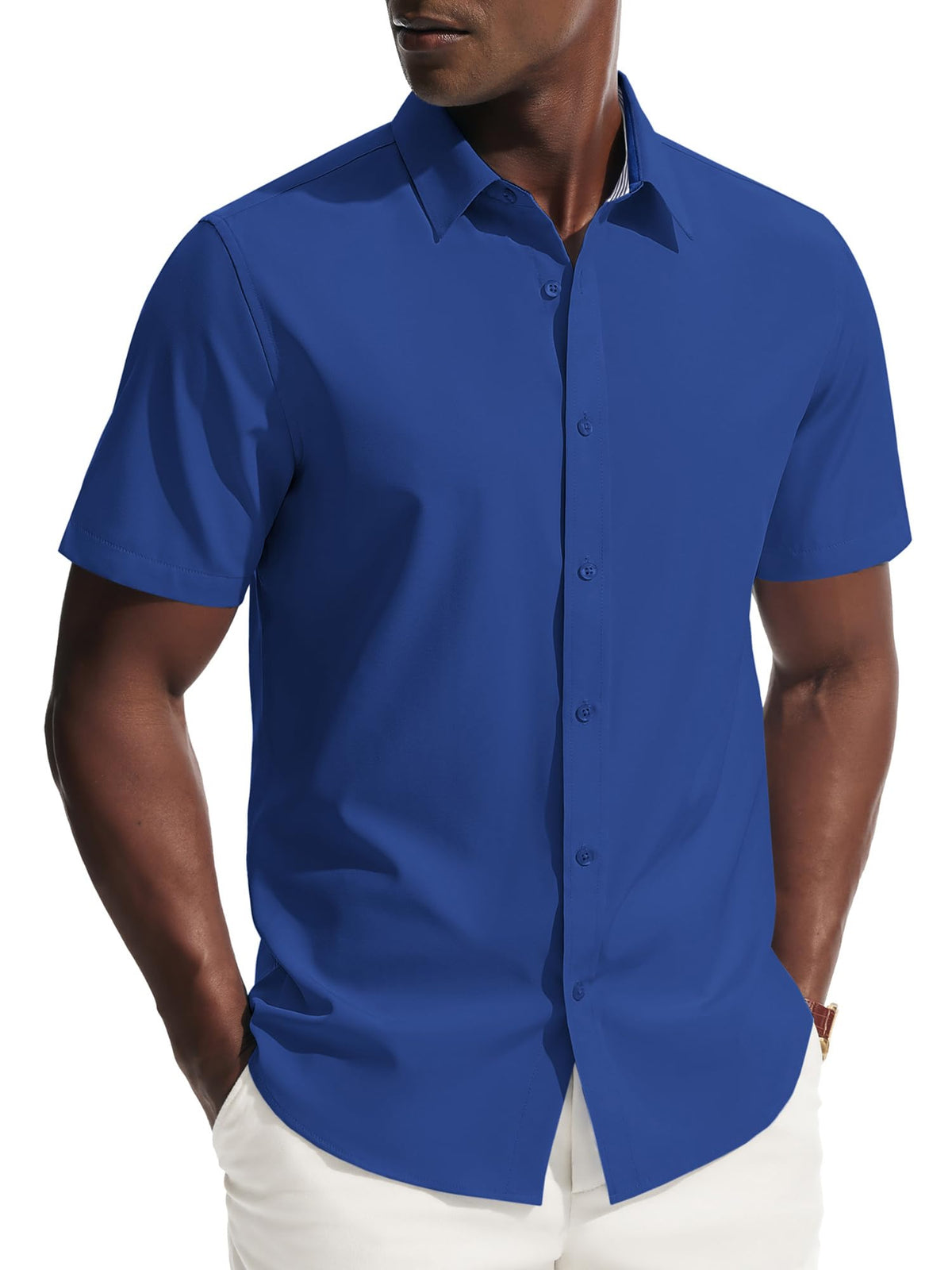 PJ PAUL JONES Mens Short Sleeve Dress Shirts Wrinkle Free Button Down Shirt